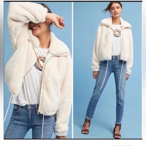 Anthropologie Elevenses Bristol Faux Fur Bomber Jacket Sz M